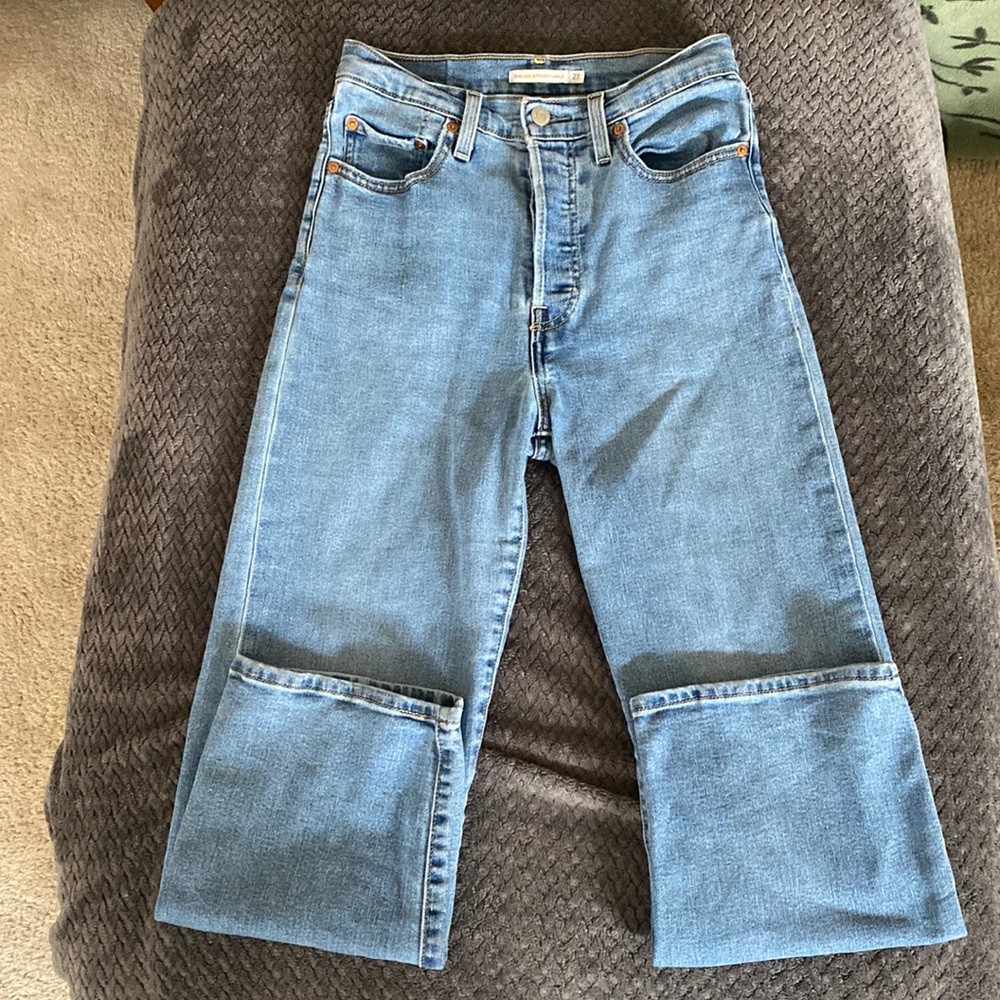 LEVIS - Ribcage Straight Ankle - Light Washed - Button Fly - 27 waist 27 length